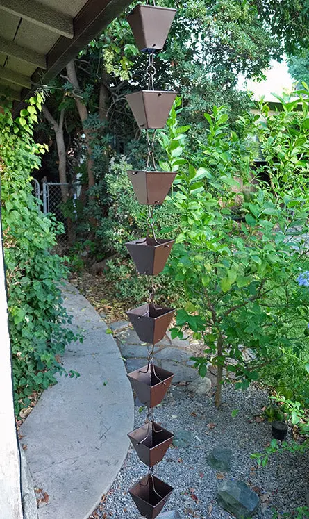 Rain Chain XL Square Cup - Bronze - Image 3