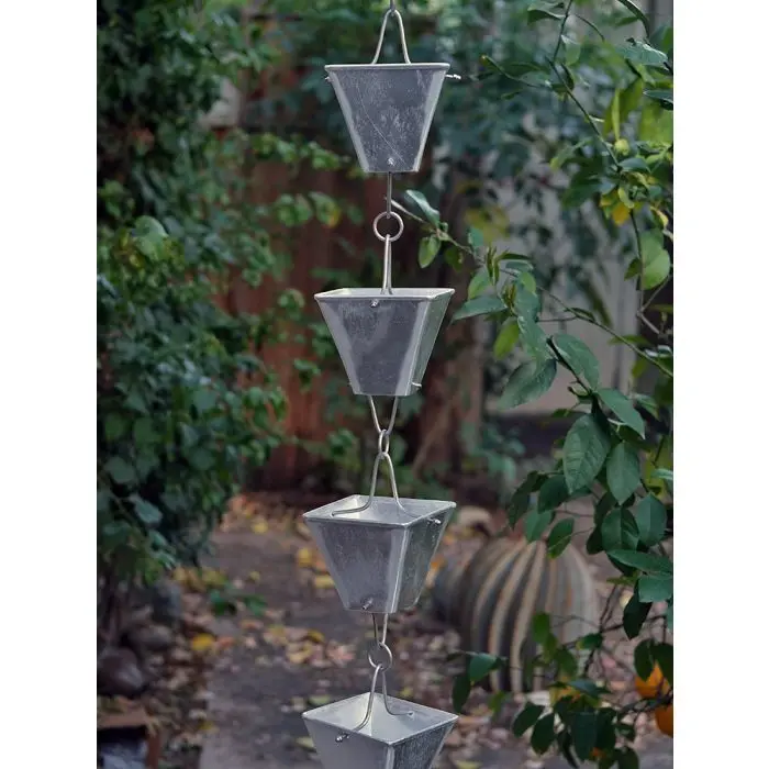 Rain Chain XL Square Cups- Aluminum - Image 2