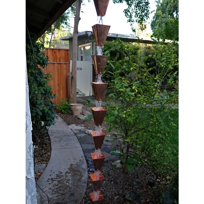 Rain Chains Large Square Tapered Cups- Copper - Image 3