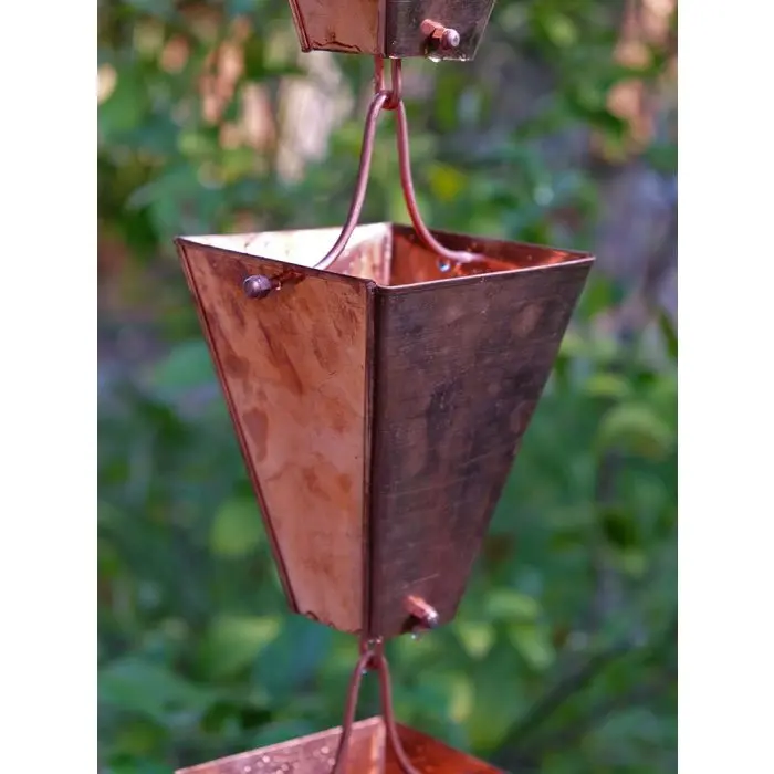 Rain Chains Large Square Tapered Cups- Copper - Image 4