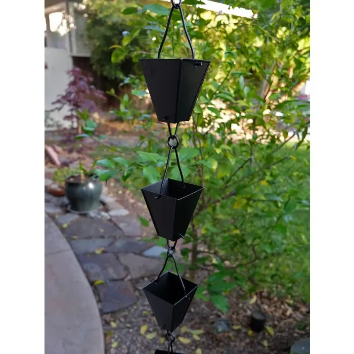 Rain Chains Square Tapered Cups-Black - Image 4