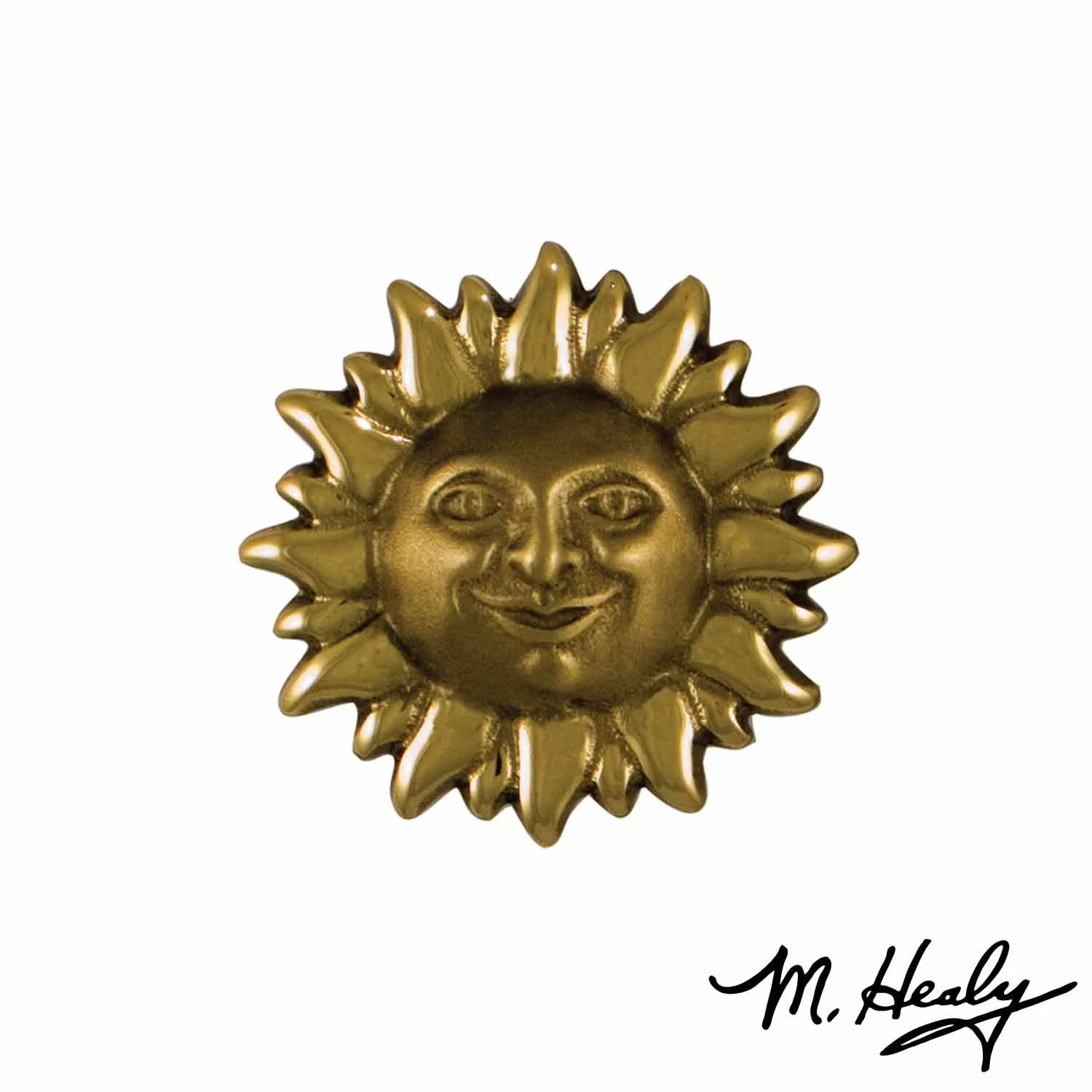 Smiling Sun Face Doorbell Ringer - Polished Brass
