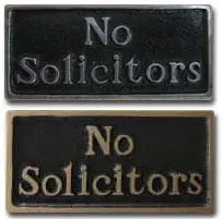 Stone with Bronze No Solicitors Plaque - Image 3